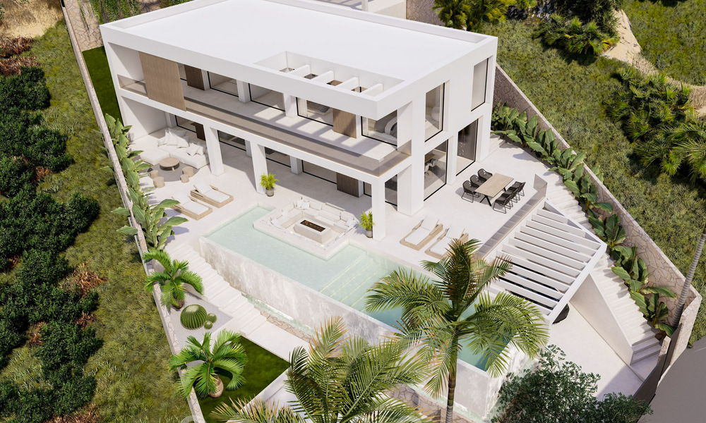 Nueva villa de diseño en venta con vistas panorámicas al mar en zona tranquila a poca distancia de la playa en Manilva, Costa del Sol 48073