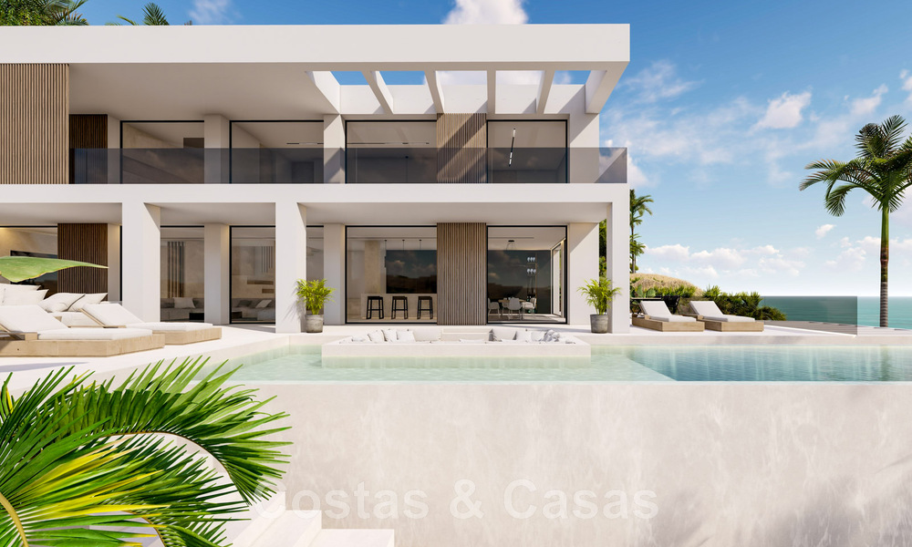 Nueva villa de diseño en venta con vistas panorámicas al mar en zona tranquila a poca distancia de la playa en Manilva, Costa del Sol 48074