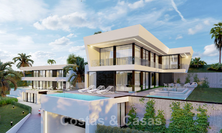 Nuevo! 2 villas modernistas de lujo en venta en una zona verde, con vistas panorámicas al mar al este del centro de Marbella 48109