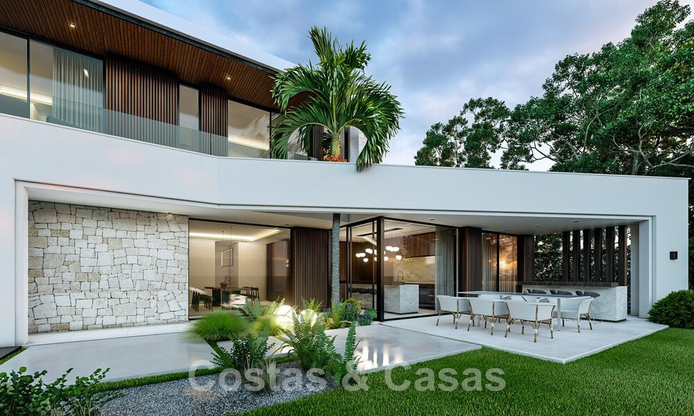 Nueva villa de diseño contemporáneo en venta a un paso de la playa de la Nueva Milla de Oro, entre Marbella y Estepona 50029