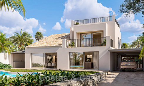 Nueva villa de lujo de atractivo estilo arquitectónico mediterráneo en venta con vistas al campo de golf en el corazón del valle del golf de Nueva Andalucía 50682