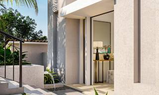 Nueva villa de lujo en venta con un estilo arquitectónico contemporáneo situada en una comunidad segura de Nueva Andalucia, Marbella 51469 