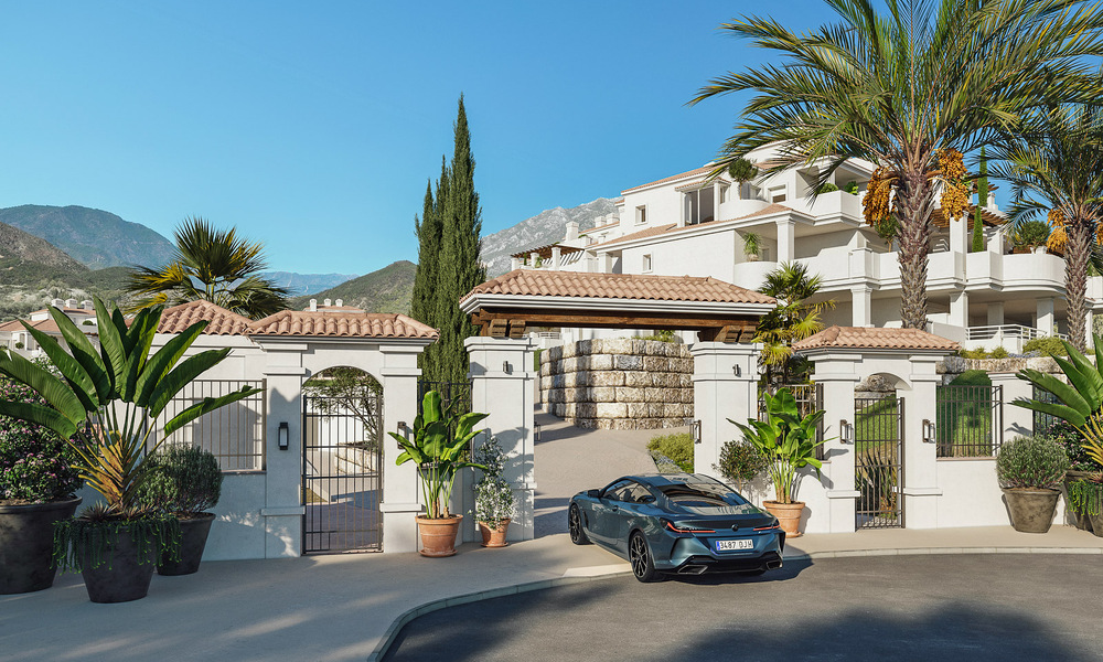 Apartamentos contemporáneos de estilo andaluz en venta con vistas panorámicas al mar en el valle del golf de Nueva Andalucía, Marbella 51624