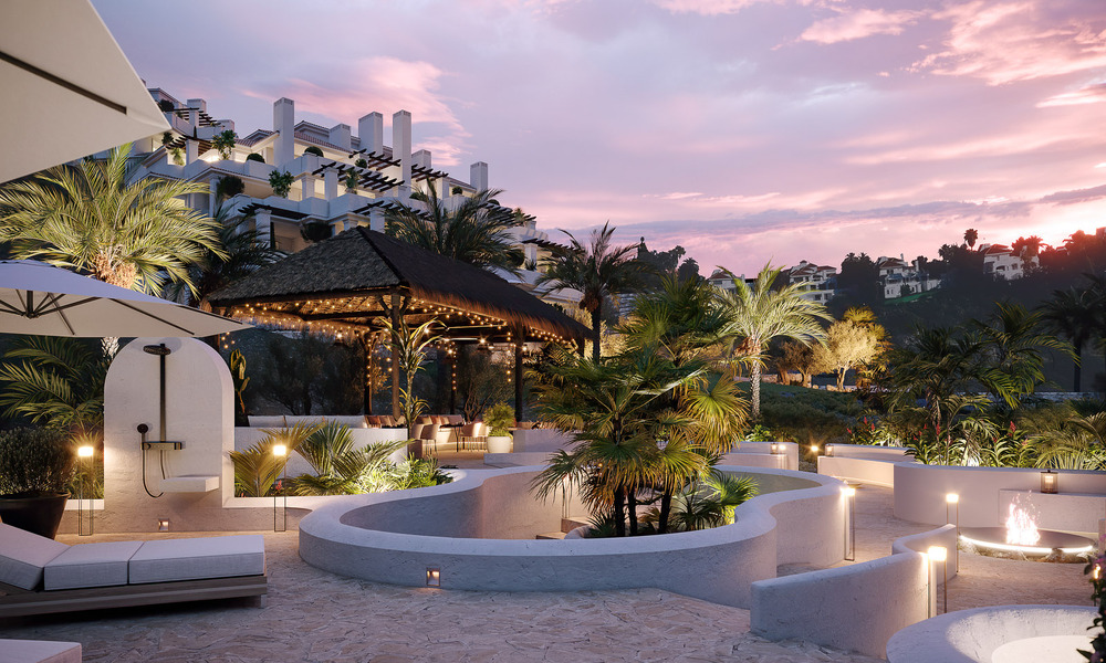 Apartamentos contemporáneos de estilo andaluz en venta con vistas panorámicas al mar en el valle del golf de Nueva Andalucía, Marbella 51639