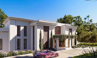 Nueva villa de diseño en venta con vistas despejadas al campo de golf en Los Flamingos Golf resort en Marbella - Benahavis 52150 