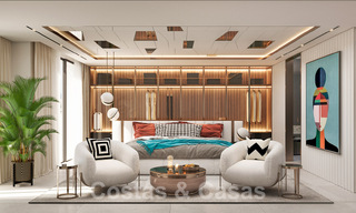 Nueva villa de diseño en venta con vistas despejadas al campo de golf en Los Flamingos Golf resort en Marbella - Benahavis 52151 