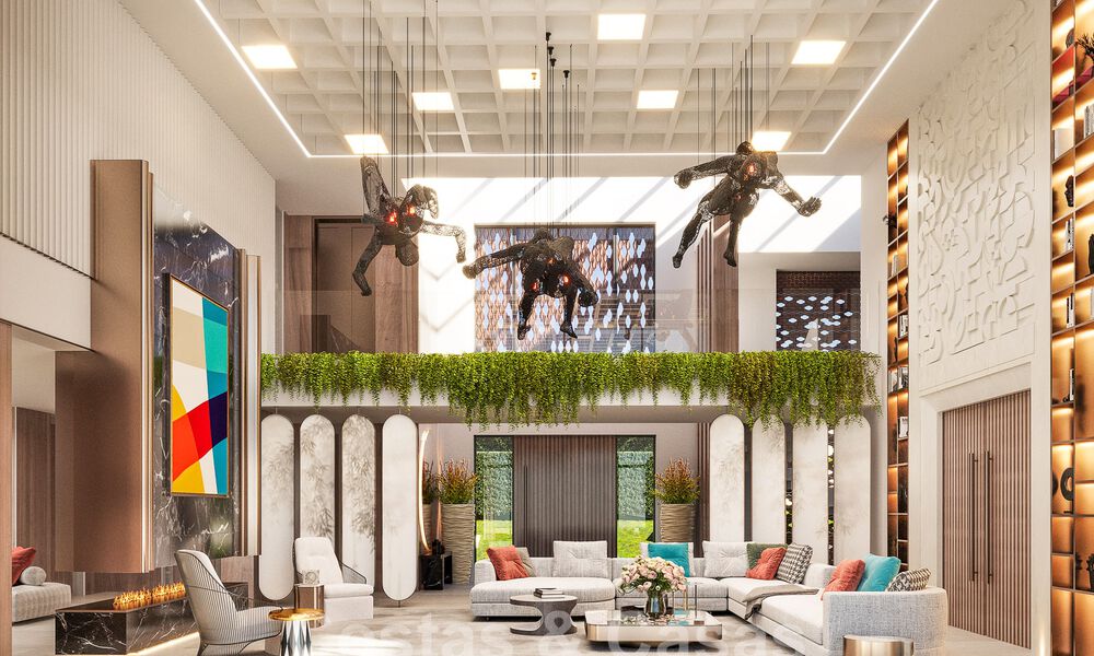 Nueva villa de diseño en venta con vistas despejadas al campo de golf en Los Flamingos Golf resort en Marbella - Benahavis 52152