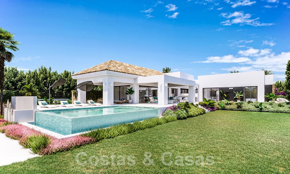 Parcela + proyecto de construcción exclusivo en venta para una villa de diseño en la Nueva Milla de Oro en Marbella - Estepona 52792