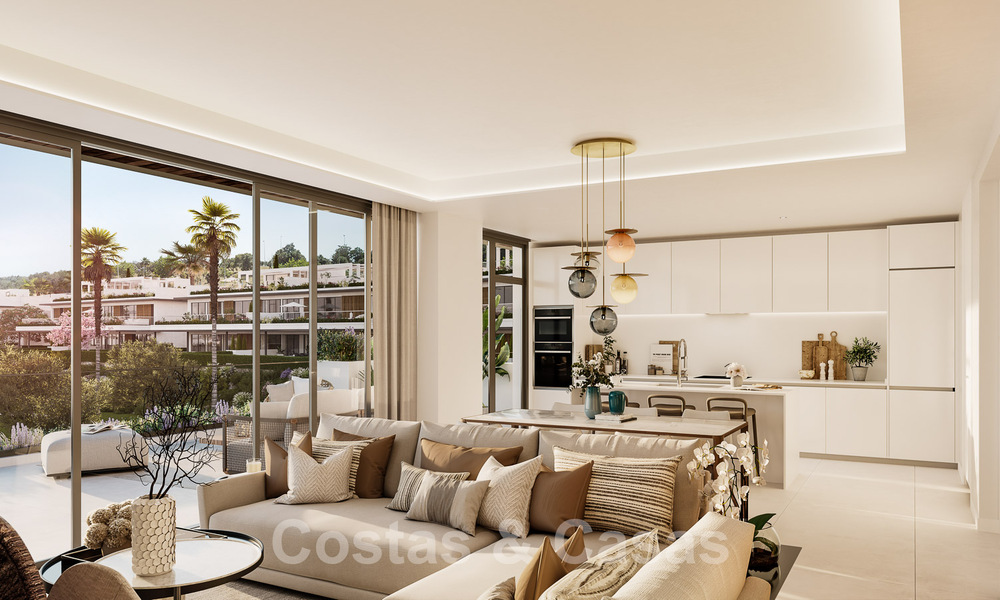Nuevo proyecto de apartamentos de prestigio en venta con piscina privada junto al campo de golf en Marbella Este 52424