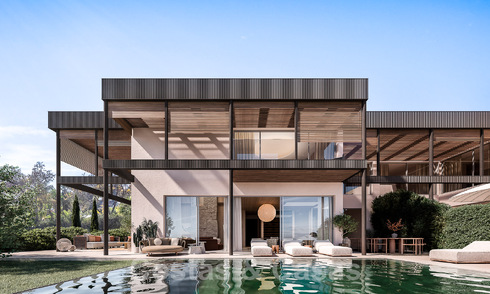 Nuevo proyecto con 6 innovadoras villas de diseño arquitectónico en venta con vistas panorámicas al mar en Cascada de Camoján en Marbella 53082
