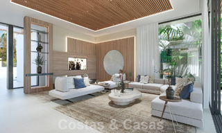 Nuevo proyecto! Villas de lujo ultramodernas en venta con diseño exterior balinés, en primera línea de playa cerca de San Pedro, Marbella 53394 