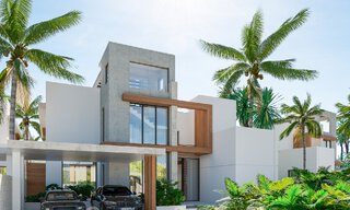 Nuevo proyecto! Villas de lujo ultramodernas en venta con diseño exterior balinés, en primera línea de playa cerca de San Pedro, Marbella 53396 