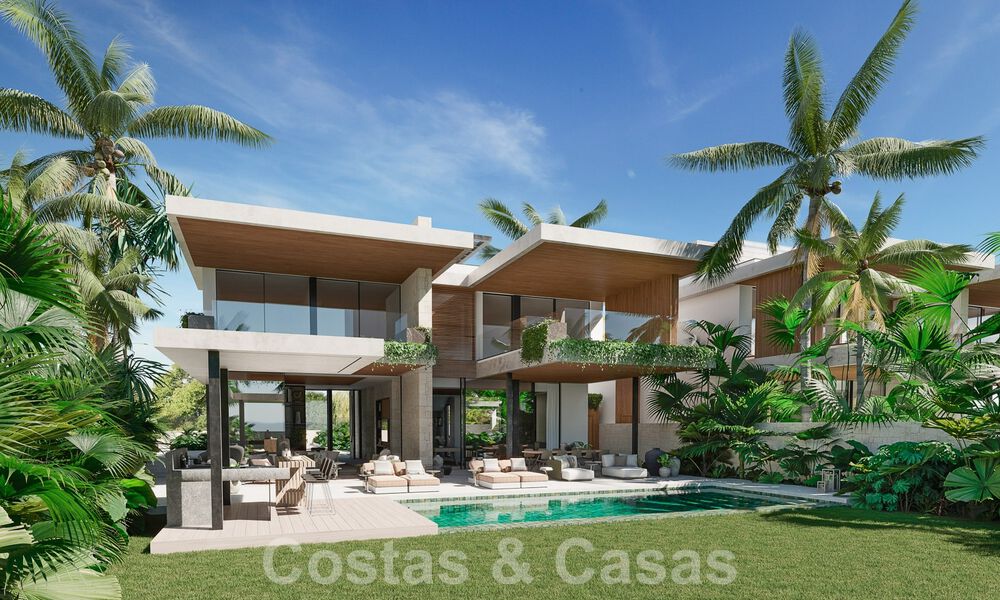 Nuevo proyecto! Villas de lujo ultramodernas en venta con diseño exterior balinés, en primera línea de playa cerca de San Pedro, Marbella 53399