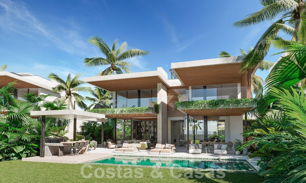 Nuevo proyecto! Villas de lujo ultramodernas en venta con diseño exterior balinés, en primera línea de playa cerca de San Pedro, Marbella 53400