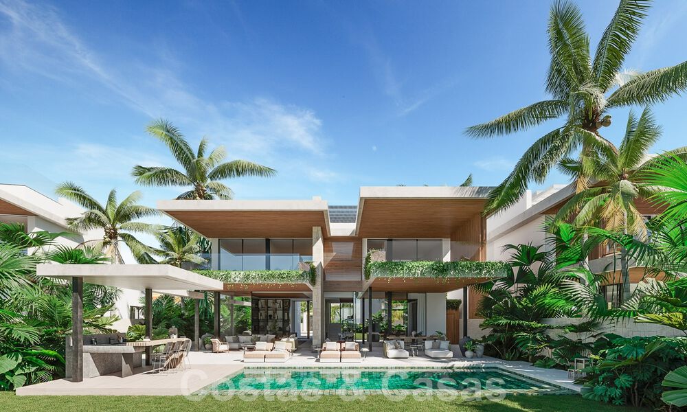 Nuevo proyecto! Villas de lujo ultramodernas en venta con diseño exterior balinés, en primera línea de playa cerca de San Pedro, Marbella 53401