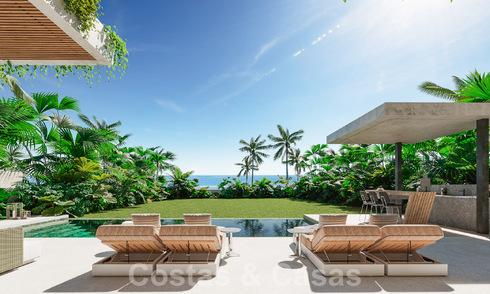 Nuevo proyecto! Villas de lujo ultramodernas en venta con diseño exterior balinés, en primera línea de playa cerca de San Pedro, Marbella 53402