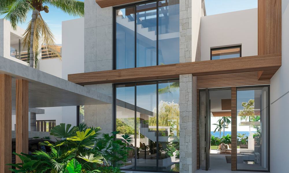 Nuevo proyecto! Villas de lujo ultramodernas en venta con diseño exterior balinés, en primera línea de playa cerca de San Pedro, Marbella 53403