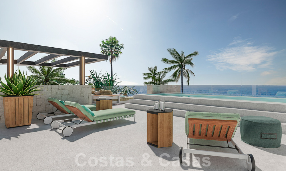 Nuevo proyecto! Villas de lujo ultramodernas en venta con diseño exterior balinés, en primera línea de playa cerca de San Pedro, Marbella 53407