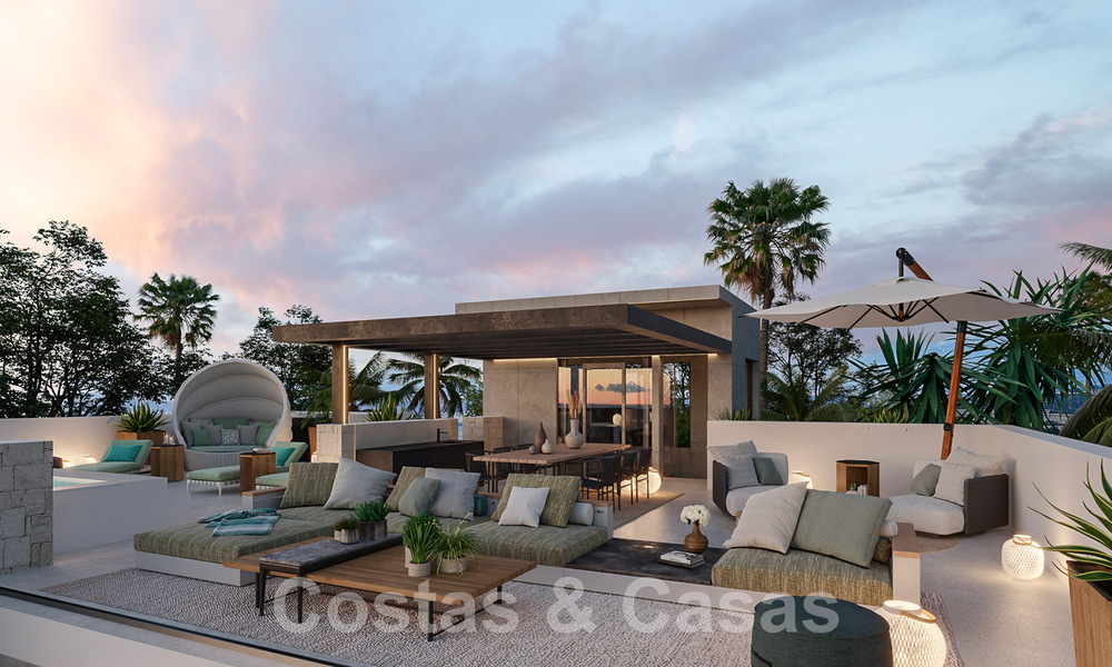 Nuevo proyecto! Villas de lujo ultramodernas en venta con diseño exterior balinés, en primera línea de playa cerca de San Pedro, Marbella 53410
