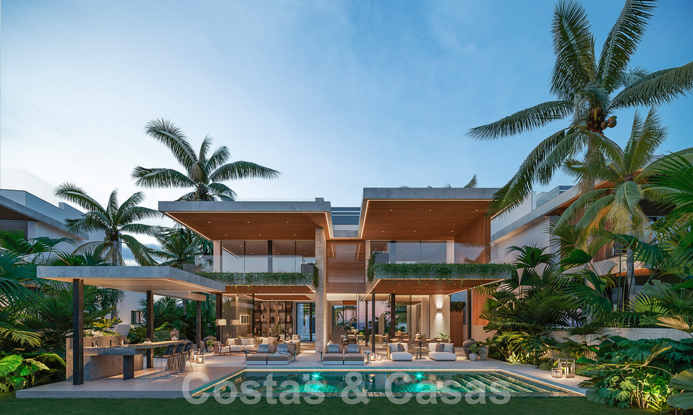 Nuevo proyecto! Villas de lujo ultramodernas en venta con diseño exterior balinés, en primera línea de playa cerca de San Pedro, Marbella 53415