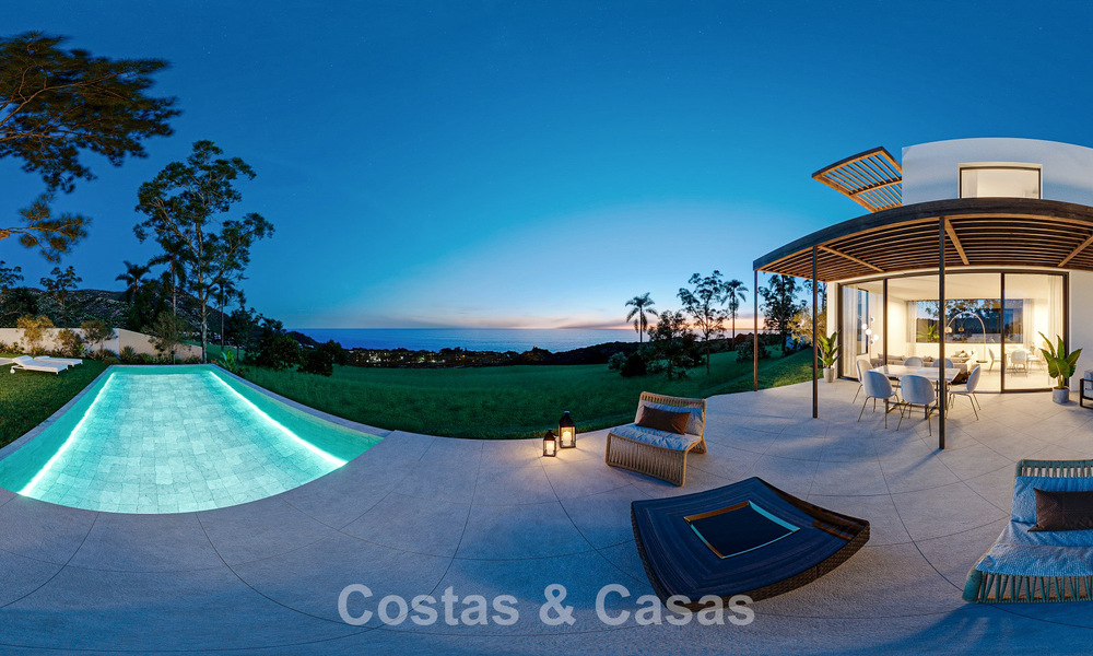 Elegante villa sobre plano en venta con vistas panorámicas al mar en Mijas, Costa del Sol 56268