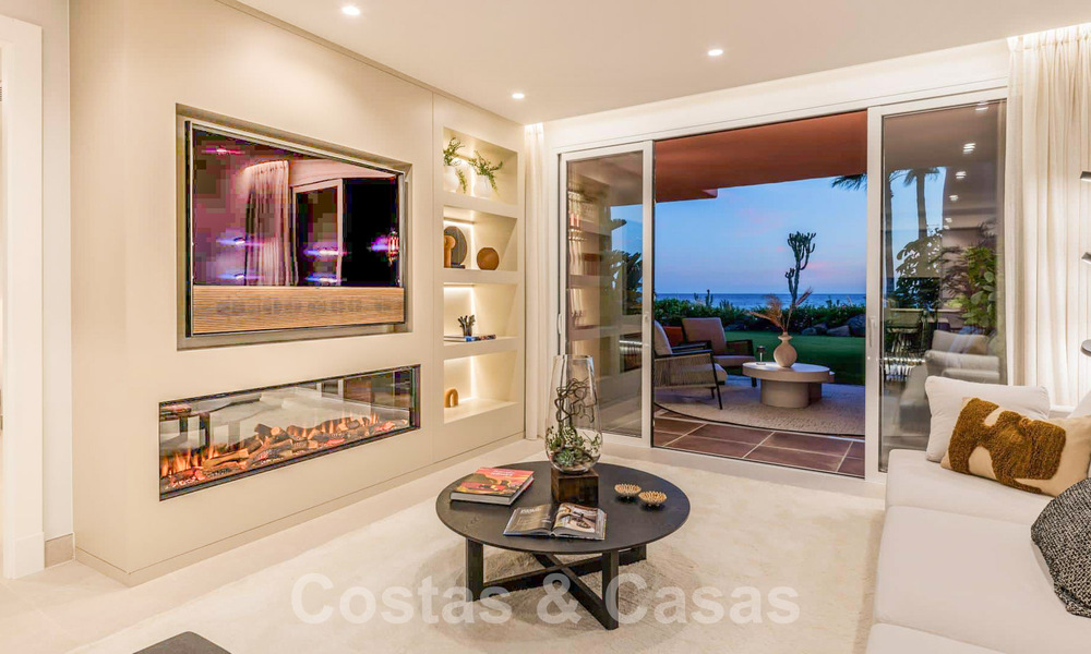 Apartamento con jardín en venta con vistas abiertas al mar en un emblemático complejo de playa en la Nueva Milla de Oro entre San Pedro y Estepona 57952