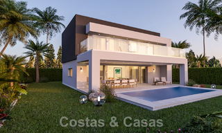 Villas ecológicas de nueva construcción en venta con vistas panorámicas al mar en Mijas, Costa del Sol 60049 