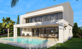 Villas ecológicas de nueva construcción en venta con vistas panorámicas al mar en Mijas, Costa del Sol 60055 