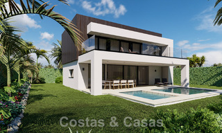 Villas ecológicas de nueva construcción en venta con vistas panorámicas al mar en Mijas, Costa del Sol 60056 