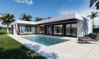 Villas ecológicas de nueva construcción en venta con vistas panorámicas al mar en Mijas, Costa del Sol 60068 