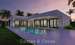 Villas ecológicas de nueva construcción en venta con vistas panorámicas al mar en Mijas, Costa del Sol 60069 