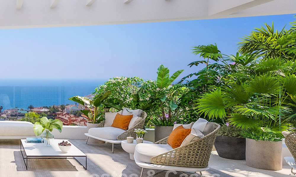 Nuevo complejo de apartamentos prestigioso en venta con vistas al Mediterráneo en Mijas Costa 62379