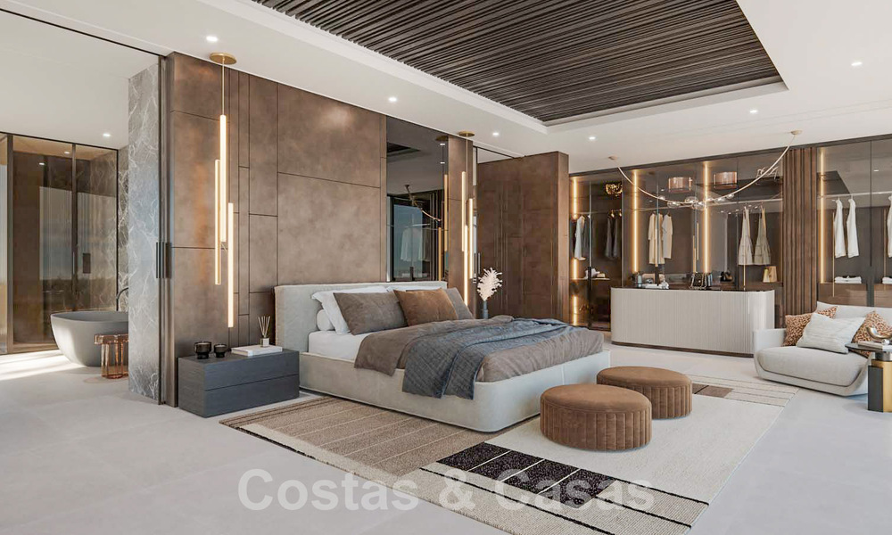 Parcela con proyecto para una innovadora villa de diseño en venta en primera línea de golf, en una zona residencial cerrada y segura en Nueva Andalucia, Marbella 62562