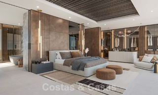 Parcela con proyecto para una innovadora villa de diseño en venta en primera línea de golf, en una zona residencial cerrada y segura en Nueva Andalucia, Marbella 62562 
