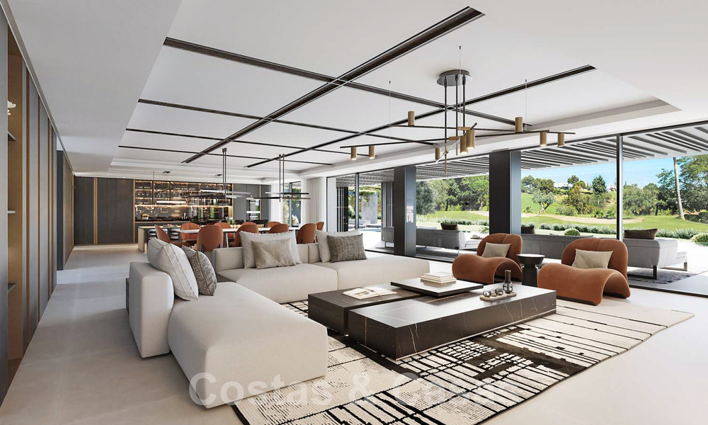 Parcela con proyecto para una innovadora villa de diseño en venta en primera línea de golf, en una zona residencial cerrada y segura en Nueva Andalucia, Marbella 62567