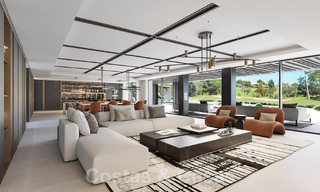 Parcela con proyecto para una innovadora villa de diseño en venta en primera línea de golf, en una zona residencial cerrada y segura en Nueva Andalucia, Marbella 62567 