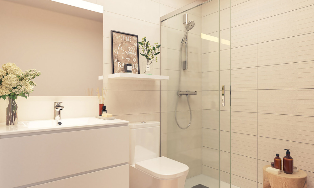 Apartamentos nuevos y contemporáneos con vistas panorámicas al mar en venta en complejo residencial cerrado cerca del centro de Estepona 63795