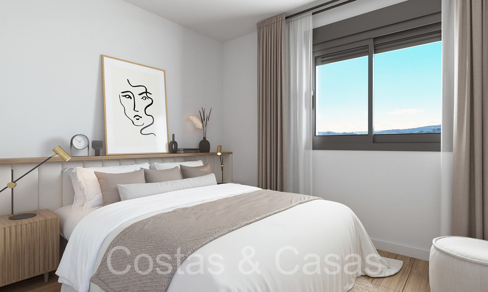 Apartamentos nuevos y contemporáneos con vistas panorámicas al mar en venta en complejo residencial cerrado cerca del centro de Estepona 63806