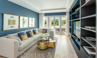 Impresionante villa de lujo con estilo arquitectónico mediterráneo moderno en venta, primera línea de golf en Nueva Andalucía, Marbella 64498 