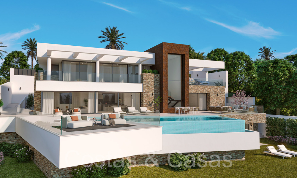 Villa moderna nueva en construcción, con vistas panorámicas al mar en venta en Manilva, Costa del Sol 64622