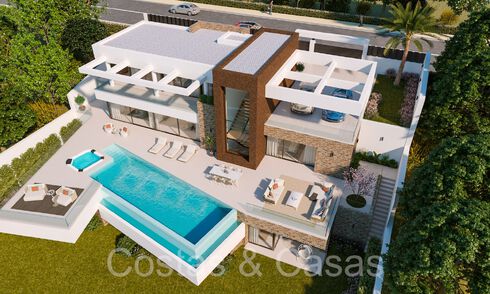 Villa moderna nueva en construcción, con vistas panorámicas al mar en venta en Manilva, Costa del Sol 64623