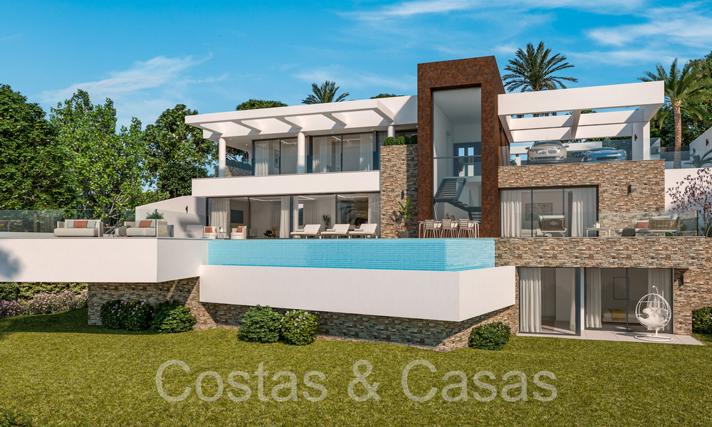 Villa moderna nueva en construcción, con vistas panorámicas al mar en venta en Manilva, Costa del Sol 64625