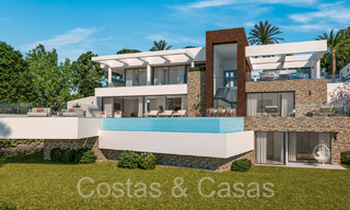 Villa moderna nueva en construcción, con vistas panorámicas al mar en venta en Manilva, Costa del Sol 64625 