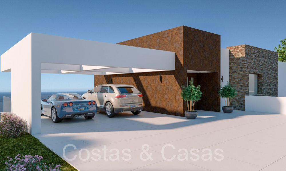 Villa moderna nueva en construcción, con vistas panorámicas al mar en venta en Manilva, Costa del Sol 64626