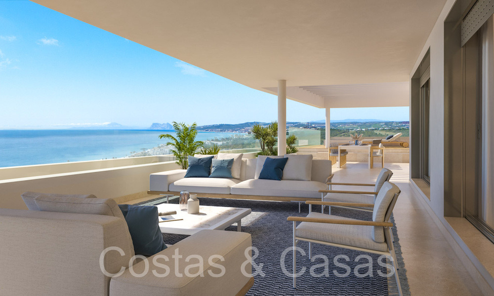 Proyecto de nueva construcción de apartamentos sostenibles con vistas panorámicas al mar en venta, cerca del centro de Estepona 64691