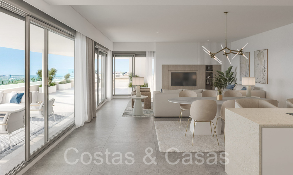 Proyecto de nueva construcción de apartamentos sostenibles con vistas panorámicas al mar en venta, cerca del centro de Estepona 64693