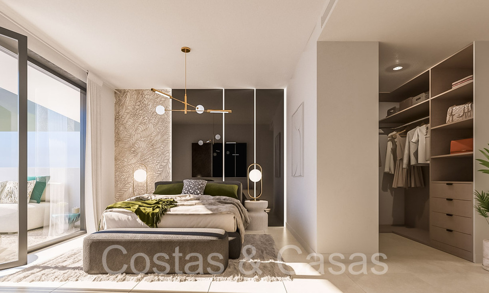 Apartamentos de lujo nuevos y contemporáneos con vistas al mar en venta en Manilva, Costa del Sol 65082