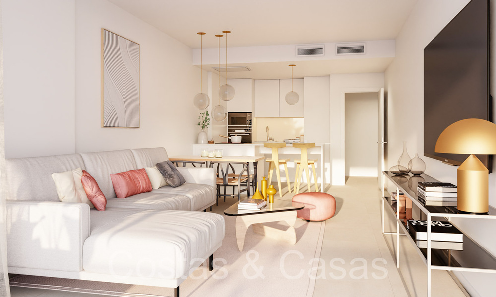 Nuevo en el mercado. Elegantes apartamentos en venta en un entorno privilegiado de golf en San Roque, Costa del Sol 65067