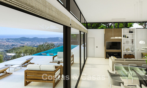 Villa arquitectónica de nueva construcción sobre plano en venta en las colinas de Mijas Pueblo, Costa del Sol 779965