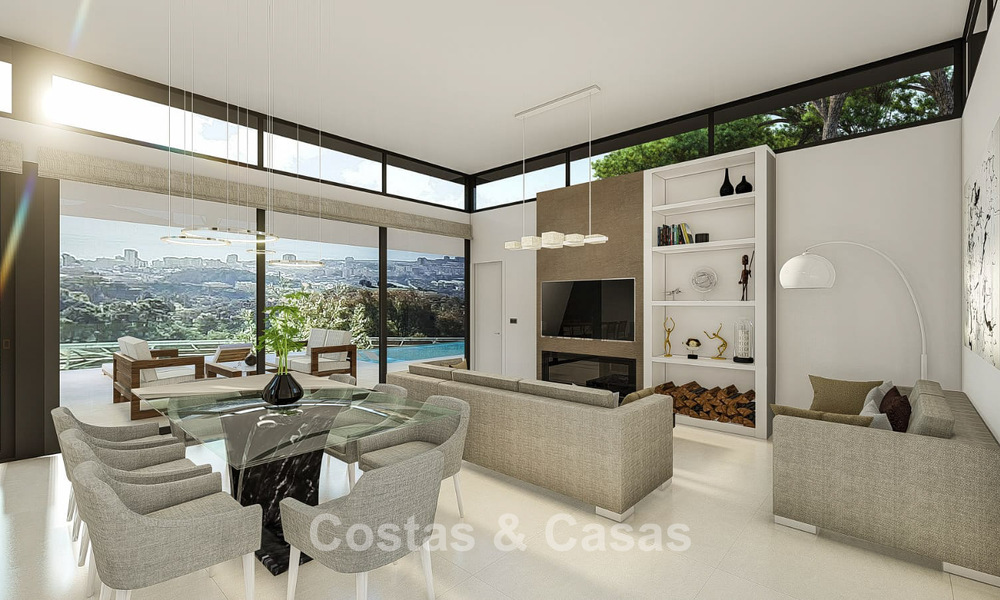 Villa arquitectónica de nueva construcción sobre plano en venta en las colinas de Mijas Pueblo, Costa del Sol 779969